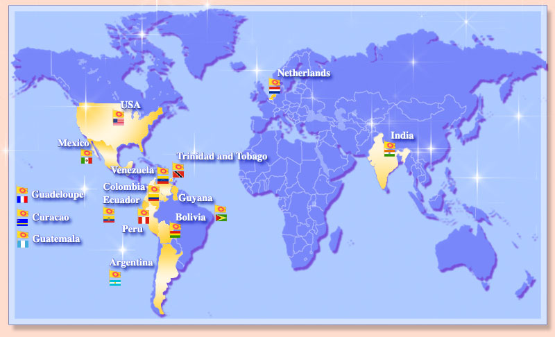 Map of world showing the invincible countries and their flags