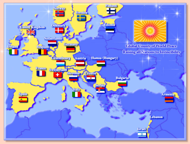 Map of Europe showing 24 countries rising to invinciblity