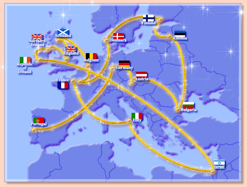Map of Europe showing the path of the Golden Tour